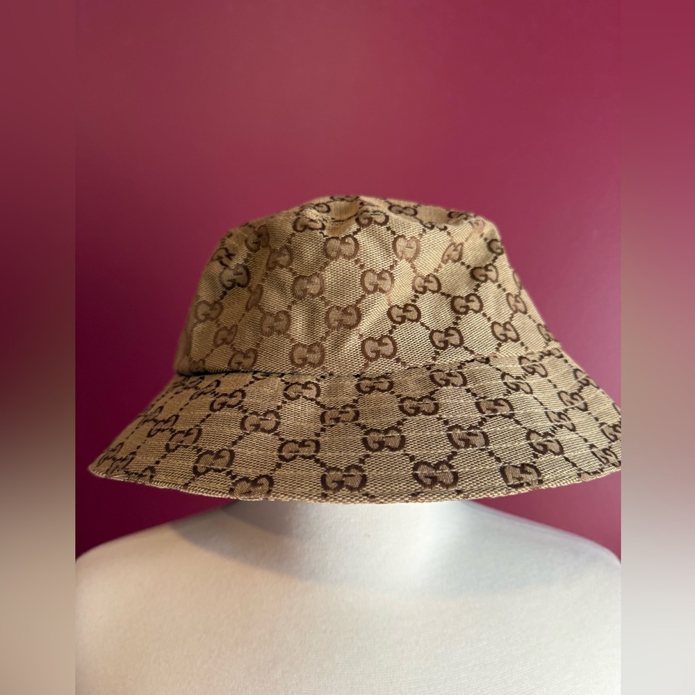 Tan Monogram Bucket Hat NWOT - Picture 2 of 6